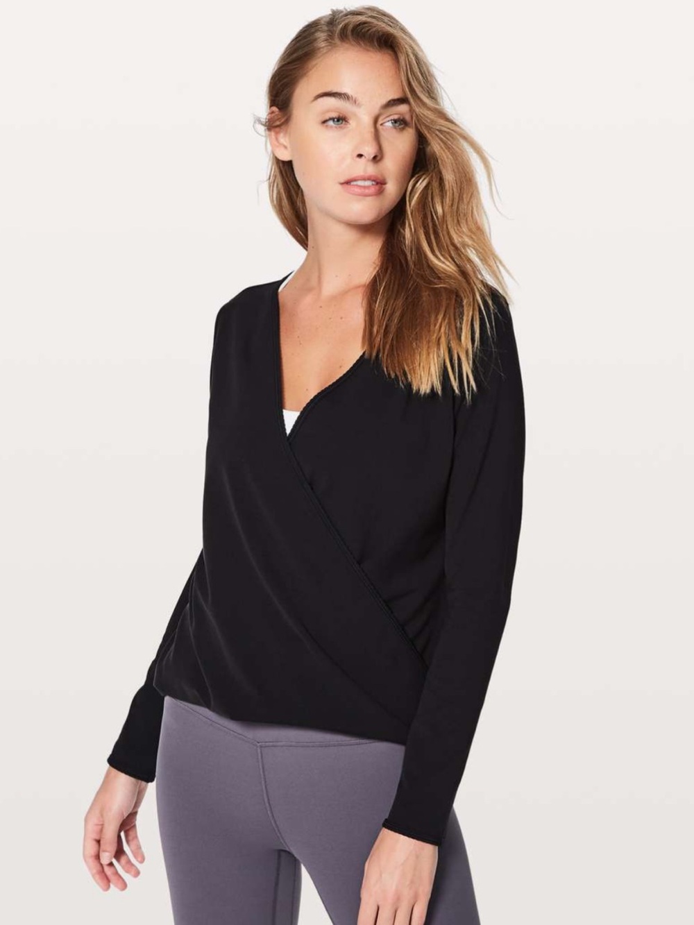 Lulululemon Full Freedom Long Sleeve Black Women’s 8 Wrap Front